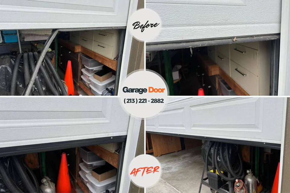 Before and after: garage door repair Georgetown, CT